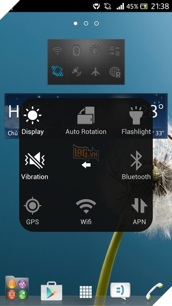 Các tùy chọn khi nhấn vào EasyTouch