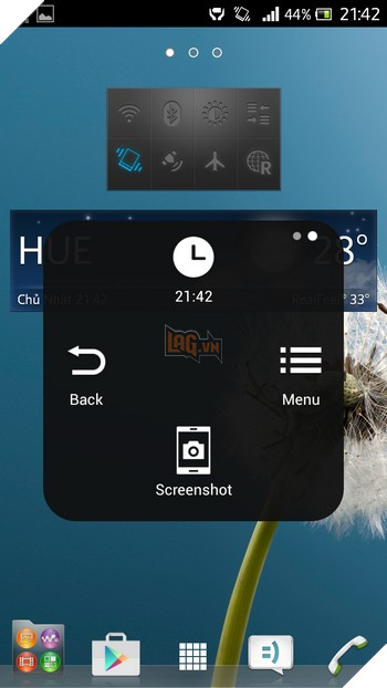 Các tùy chọn khi nhấn vào EasyTouch