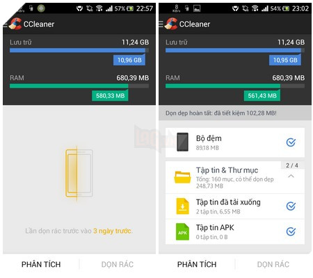 Tìm và xóa file rác trên thiết bị