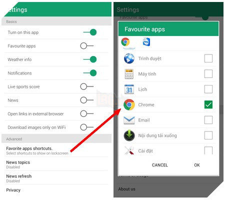 Dòng tin tức được hiển thị ngay trên màn hình khóa để người dùng có thể cập nhật tin tức mới nhất