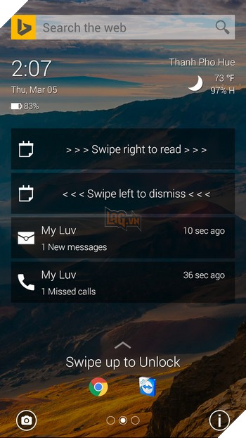 Dòng tin tức được hiển thị ngay trên màn hình khóa để người dùng có thể cập nhật tin tức mới nhất