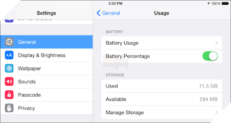 Trên hệ điều hǠnh iOS 8, Apple cho phép người dùng quản lý ứng dụng tiêu tốn nhiều pin.