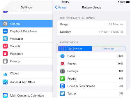 Trên hệ điều hành iOS 8, ApŰle cho phép người dùng quản lý ứng dụng tiêu tốn nhiều pin.