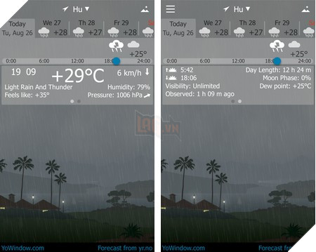 Ứng dụng thời tiết với hiệu ứng sống động và đẹp mắt cho smartphone