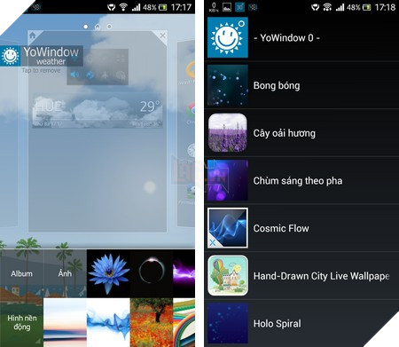 Giao diện khác nhau vào thời điểm tạnh và mưa (giữa ban đêm và ban ngày)