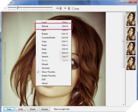 Nội dung hình ảnh được chọn sẽ hiển thị ngay trên giao diện chính của phần mềm.
