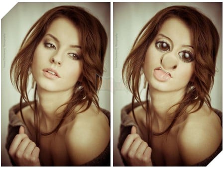 File ảnh gốc (trái) và file ảnh hài hước sau khi xử lý bằng Distortit