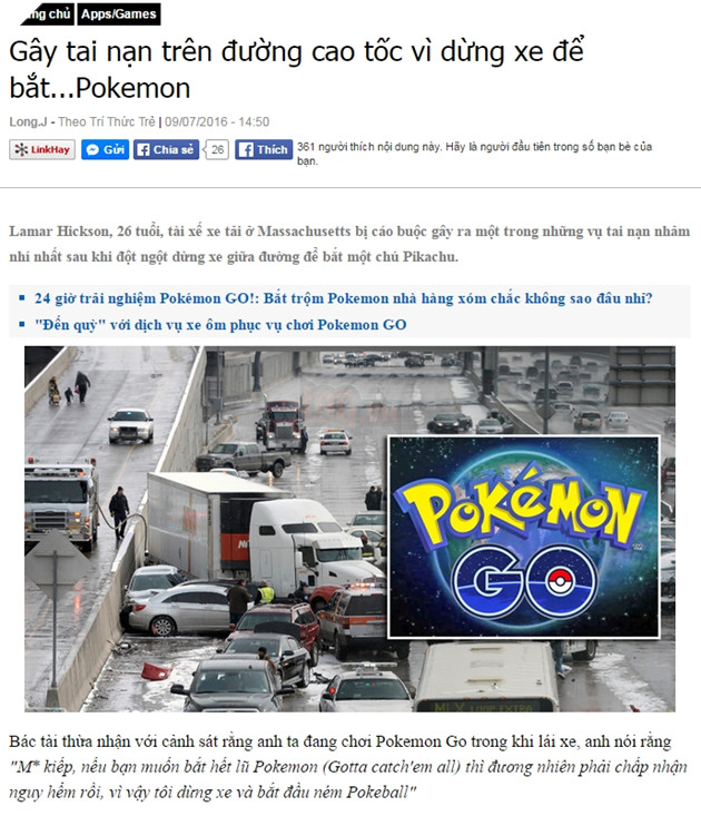 Pokemon GO tin lá cải