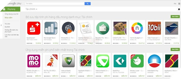 Ứng dụng thanh toán di động của thương hiệu Việt đứng đầu Top Free in Finance trên Google Play.