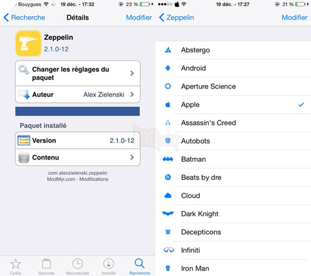 Zeppelin: Thông tin mặc định của nhà mạng khiến bạn cảm thấy nhàm chán, Zeppelin sẽ giúp bạn thay đổi hoặc tự tạo cho mình Logo mạng riêng. Bên cạnh đó Zeppelin có một loạt các biểu tượng Logo mạng. Ảnh: worldissmall.fr.