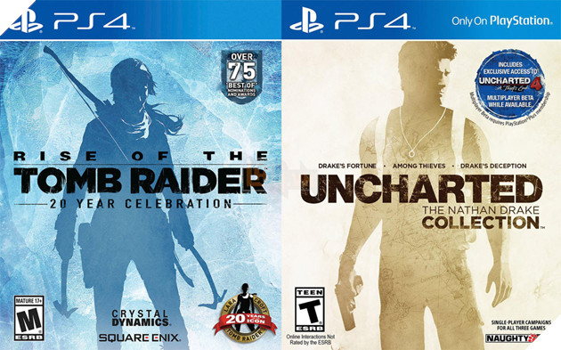Bìa đĩa Rise of the Tomb Raider phiên bản PlayStation 4 từa tựa Uncharted