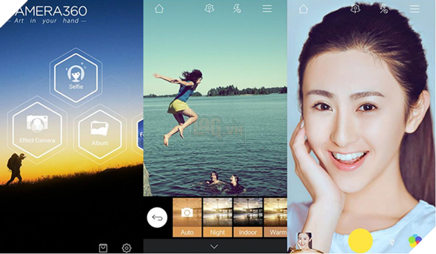  Ứng dụng Camera 360 rất được lòng người dùng nữ bởi các hiệu ứng chụp selfie khác nhau.