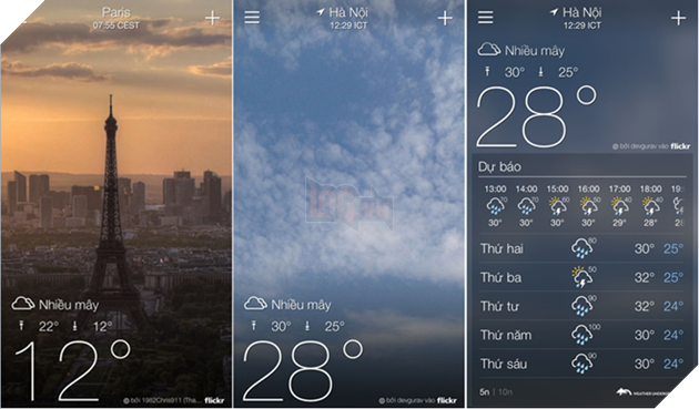 Yahoo Weather sở hữu thiết kế đẹp và giao diện thân thiện với người dùng.
