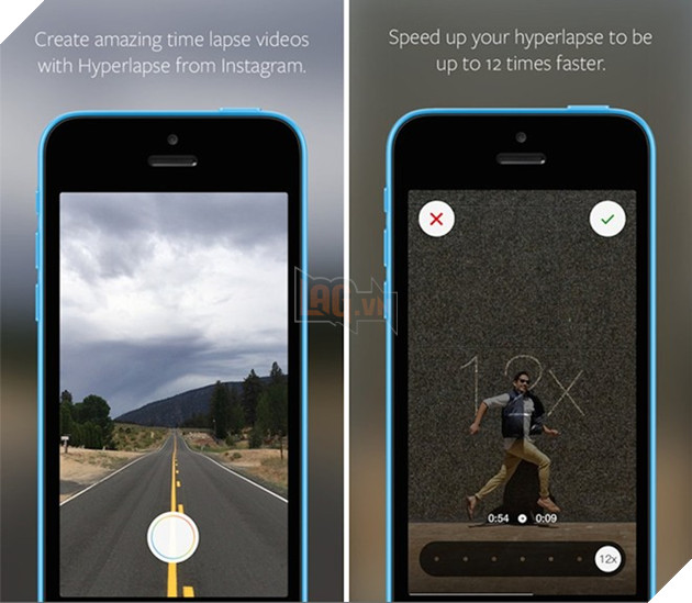 10. Hyperlapse Hyperlapse hỗ trợ người sử dụng thực hiện các video tua nhanh thời gian (time-lapse) chất lượng cao từ thiết bị di động của mình. Kỹ thuật time-lapse được sử dụng trong các chuyển động có tốc độ chậm, cần nhiều thời gian, như người dùng có thể ghi lại cảnh mặt trời mọc, mây trôi, hoa nở... sau đó dùng ứng dụng Hyperlapse để 