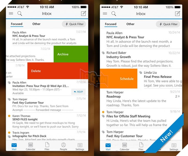 6. Outlook Một sản phẩm từ Microsoft, vừa mới ra mắt ngày hôm qua nhưng ứng dụng trở thành xu hướng tìm kiếm trên App Store. Với khả năng push mail nhanh cùng với giao diện trực quan và khả năng kết nối với các dịch vụ lưu trữ đám mây đã giúp Outlook trở thành dịch vụ email tốt nhất trên iPhone.