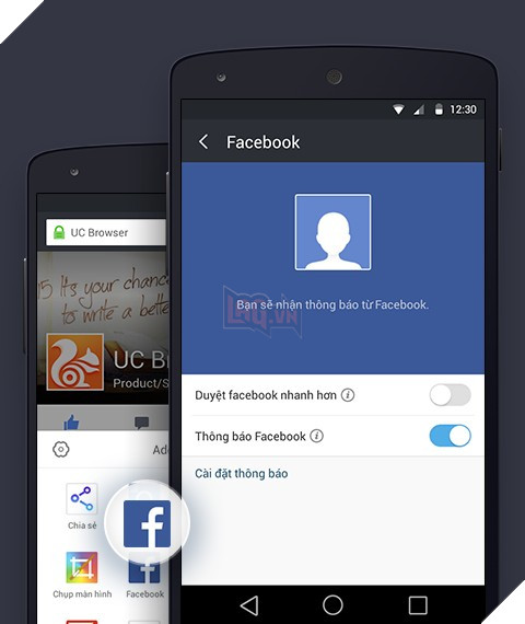 Minh họa tính năng nhận thông báo từ Facebook.