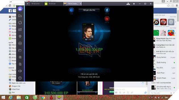 
Một người chơi trên PC sử dụng Bluestacks để đăng nhập mở quà trên FO3M.
