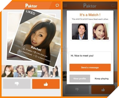 Cuối cùng, bạn có thể tìm một nửa của mình bằng những thao tác chạm, lướt đơn giản trên những hồ sơ được Paktor giới thiệu (lướt qua phải để “thích” một người và lướt qua trái nếu người đó không phù hợp). Nếu người bạn quan tâm cũng có cảm tình lại, một cửa sổ chat giữa hai người sẽ xuất hiện. 