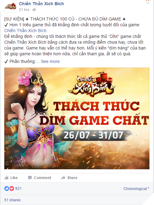 OPEN BETA 28/7 CHIẾN THẦN XÍCH BÍCH TỰ TIN CHI 100 TRIỆU THÁCH THỨC GAME THỦ 'DÌM HÀNG'