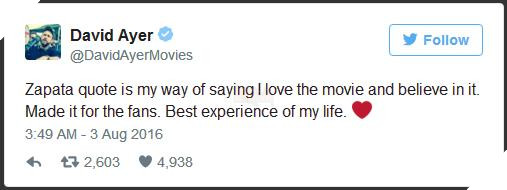 Đạo diễn Suicide Squad phản ứng khi phim của mình bị chê