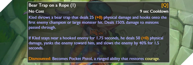 Chi tiết thông số kỹ năng và giọng nói của Kled: Ultimate Xung Phong gần 3 phút mới có 1 lần