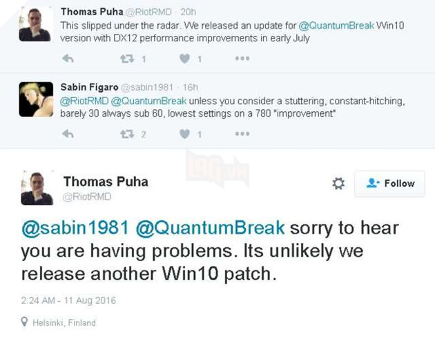 Quantum Break sẽ không hỗ trợ thêm patch cho phiên bản trên Windows Store