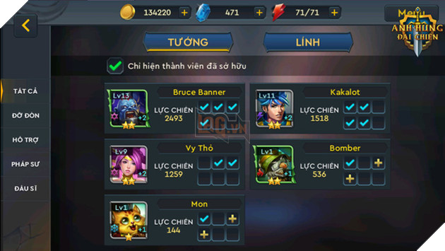 
Sau vài thao tác đơn giản, bạn đã có ngay 1 đội hình để bắt đầu chơi
