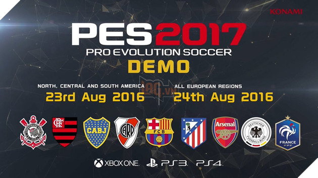 PES 2017 ra mắt bản thử nghiệm trên PS3, PS4, Xbox 360 và Xbox One