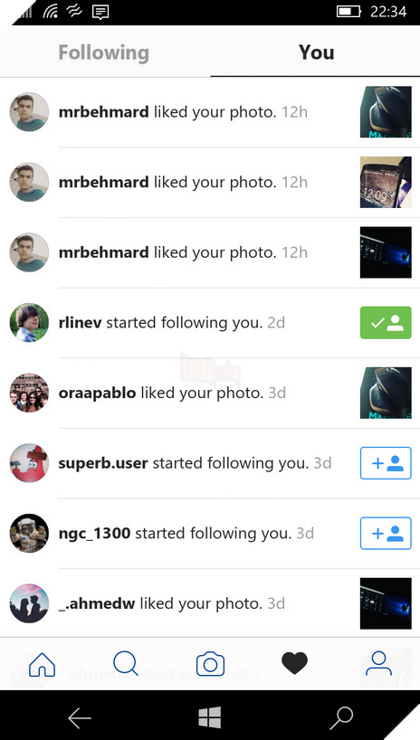 Instagram “lột xác” với giao diện mới trên Windows 10 Mobile.  4