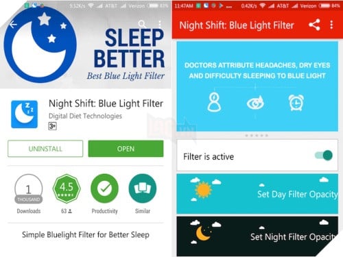 Ứng dụng giúp dễ ngủ hơn khi sử dụng smartphone vào ban đêm. 