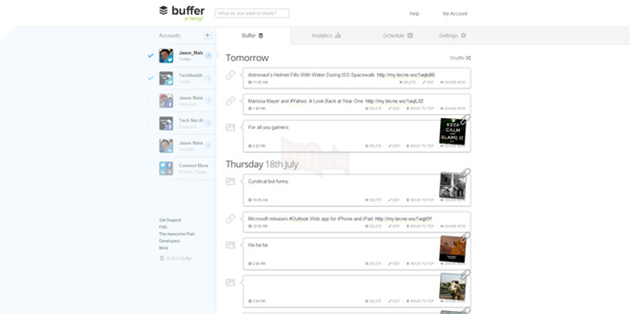 
Bảng điều khiển của Buffer
