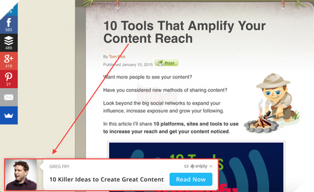 
Ví dụ về sử dụng Sniply để kêu gọi khách hàng quay lại trang
