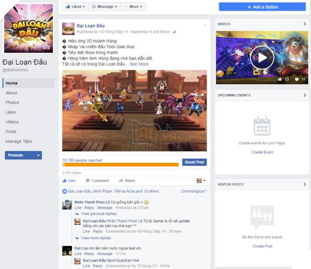 
Fanpage mới mang tên Đại Loạn Đấu.
