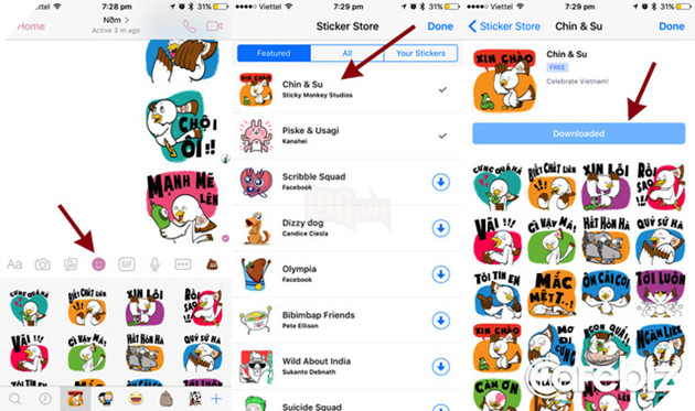 
Để kích hoạt bộ sticker Chin & Su, hãy làm theo hướng dẫn này.
