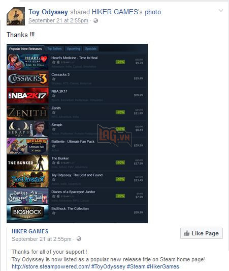 Toy Odyssey lọt vào Top game trên Steam và bị vua crack tấn công 2