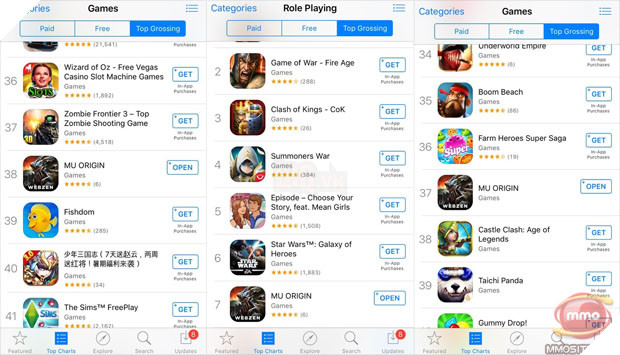 MU Origin đứng Top 7 những tựa game kiếm nhiều tiền nhất tại App Store Mỹ