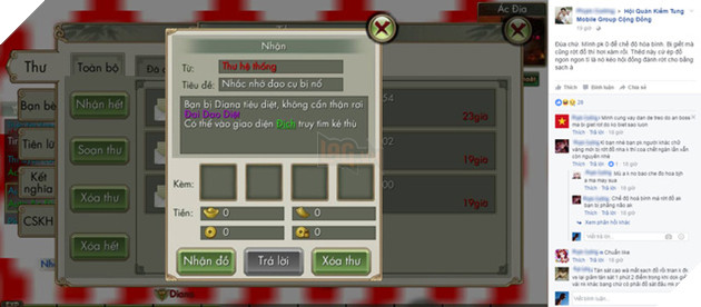 Một game thủ bị PK rớt đồ tím bức xúc chia sẻ