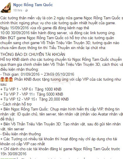 Ngọc Rồng Tam Quốc chính thức đóng cửa