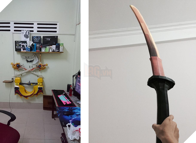 
Góc sưu tầm của một fan boy. Bên cạnh Divine Rapier (Ember Spirti) và Golden Basher Blade (Anti-Mage), game thủ này còn thửa cho mình một cây kiếm của Juggernaut.
