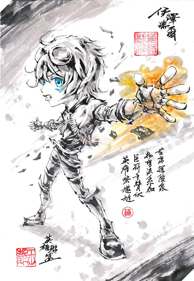 Bộ tranh "thủy mặc" độc nhất vô nhị về các nhân vật trong anime và game