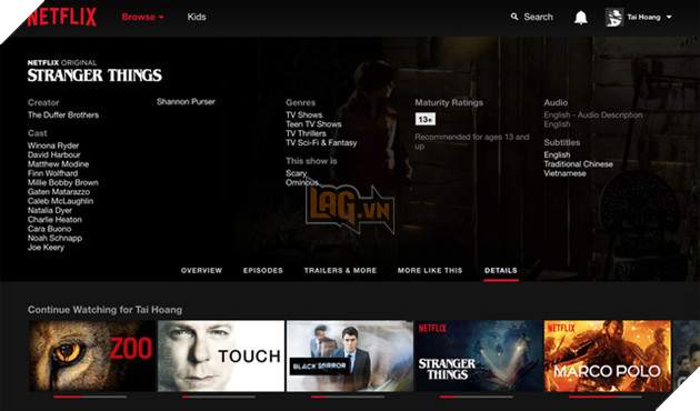 Netflix đã có phụ đề tiếng Việt nhưng số lượng chưa nhiều