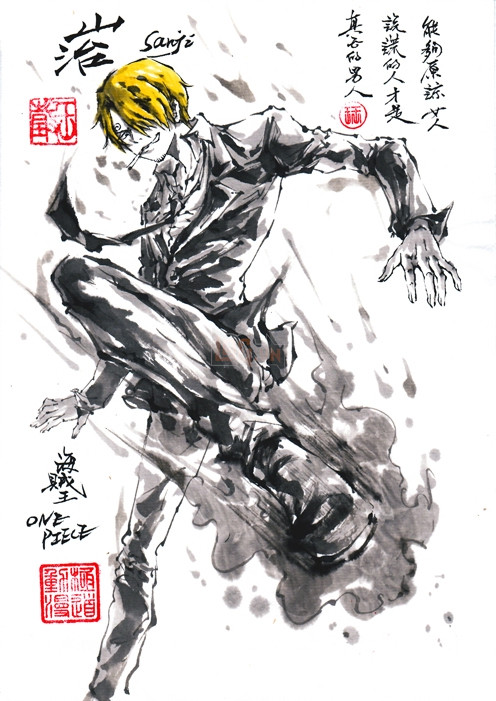 Bộ tranh "thủy mặc" độc nhất vô nhị về các nhân vật trong anime và game