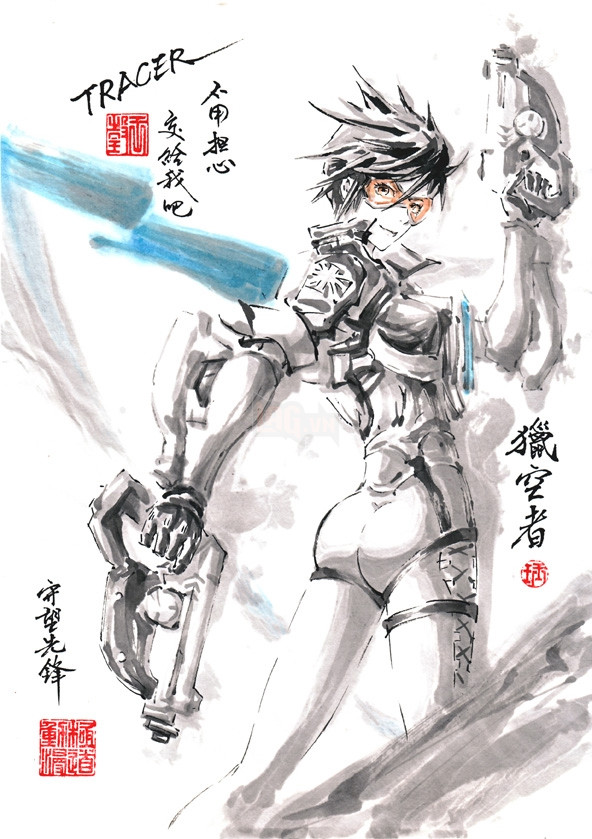 Bộ tranh "thủy mặc" độc nhất vô nhị về các nhân vật trong anime và game