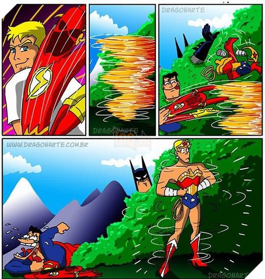 21. Lại còn rủ nhau đi trộm quần áo Wonder Woman trêu Flash nữa chứ.