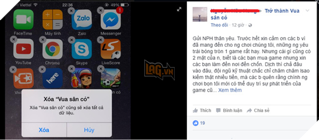 
Bên cạnh những dòng chia sẻ đầy bức xúc, game thủ này còn quyết định xóa luôn tựa game Vua sân cỏ.
