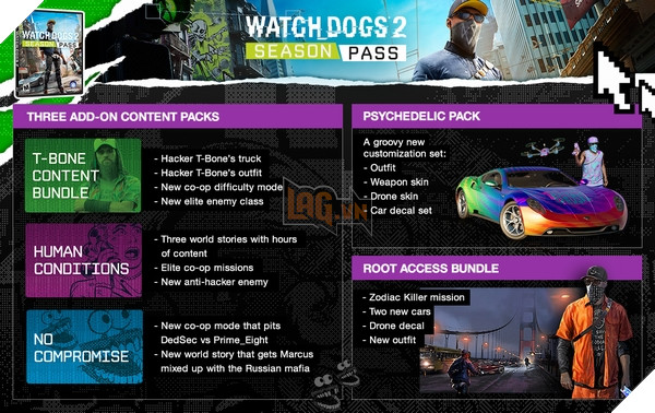 Chi tiết DLC và Season Pass của Watch Dogs 2