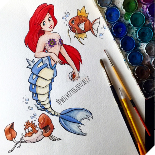 Công chúa Ariel trở nên thực sự khác biệt với tạo hình đuôi Gyarados, tiến hóa từ Magikarp