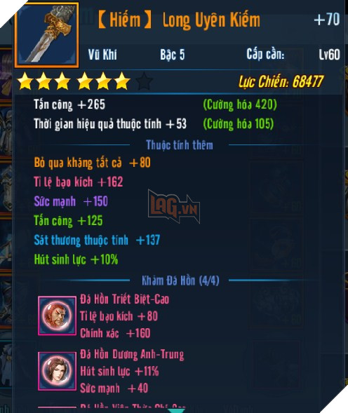 Võ Lâm Truyền Kỳ Mobile: Tìm hiểu về những dòng thuộc tính của trang bị