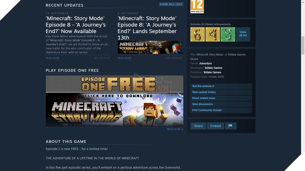 Chương 1 của Minecraft: Story Mode đang miễn phí trên Steam