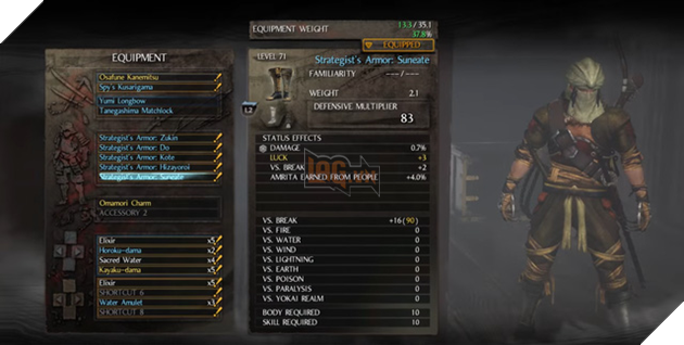 
Hệ thống trang bị khá đa dạng của Ni Oh.
